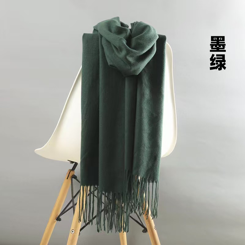 K133 Imitation cashmere scarf women winter scarf women autumn and winter tassel warm shawl men's solid color red scarf