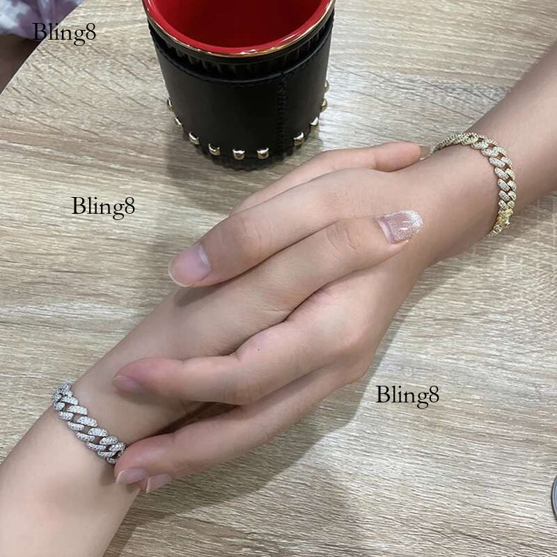 EWYA S Sterg Sier Plated Gold Cuban Bracelet for Women Men High Carbon Zircon Dia Bracelets Hip Hop k Chain