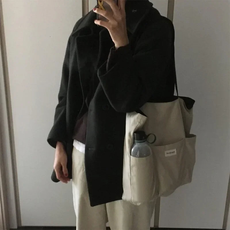 Women Tote Bag Aesthetic Solid Color Students Casual Handbag Shoulder Bag Large Capacity Oxford Reusable Shopping Beach Bag 250311