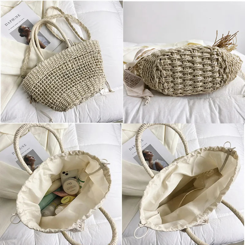 Bag Ladies Beach Woven Summer Tote, Straw Handbags For Summer, Casual Shoulder Crossbody, Handmade Hot Braided Basket Vacation Clutch Tote, , Crossbod