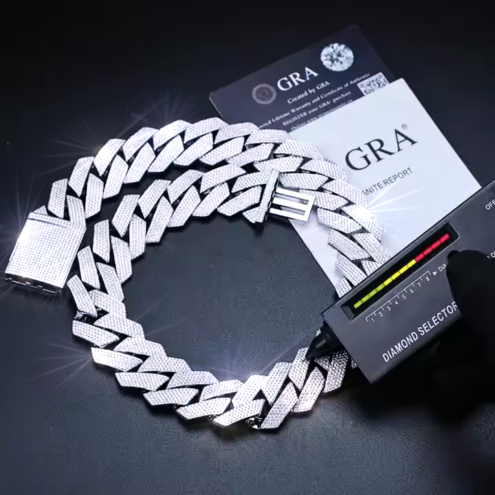 Moissanite bracelet Necklace Cuban chain s925 Rap hip-hop style Fashion punk full of diamonds Cuban chain SHINE NOW