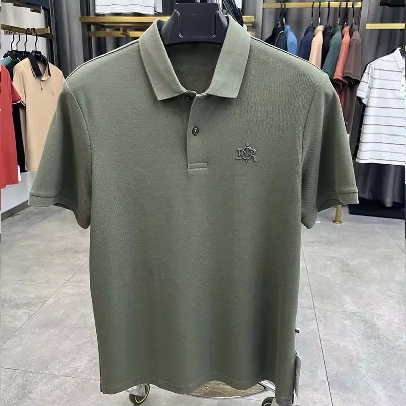 100% cotton polo shirt mens short sleeved letter embossed lapel T-shirt summer comfortable breathable casual top 250314