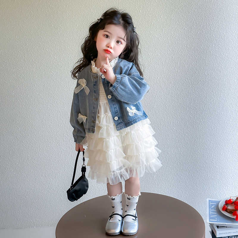 Girl's Dresses Girls' Dress Spring 2025 New Fashionable Children's Dress Spring Denim Two Piece Set Baby Girl Cake Skirt