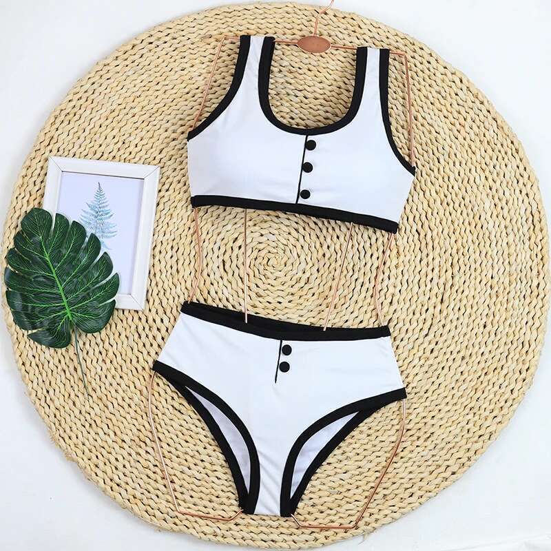 Women's swimsuit 2024 high waisted bikini shorts women's swimsuit luxury ribbed two-piece swimsuit summer bikini set swimsuit