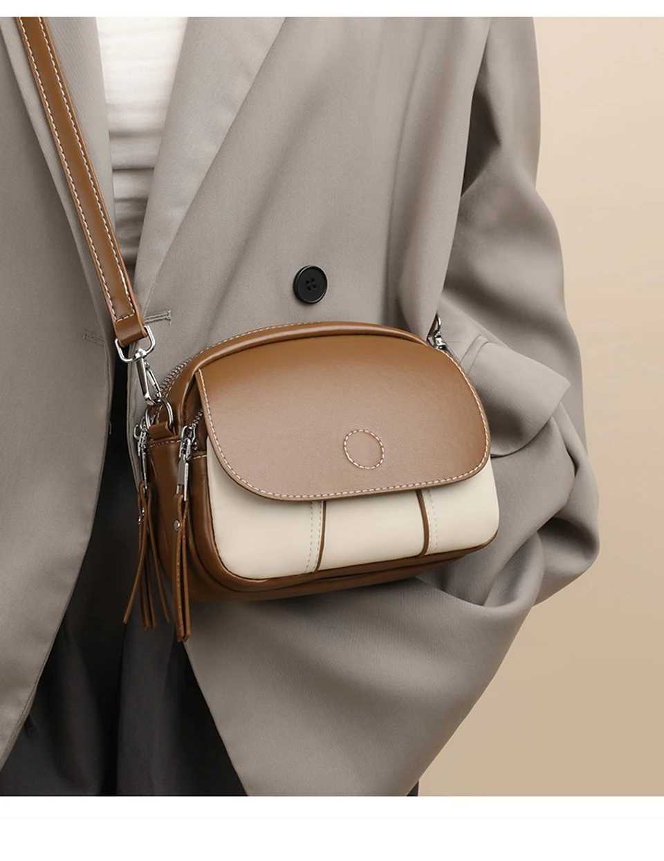 Fashionable and minimalist womens crossbody bag womens small bag casual small round bag single shoulder crossbody bag Y250315