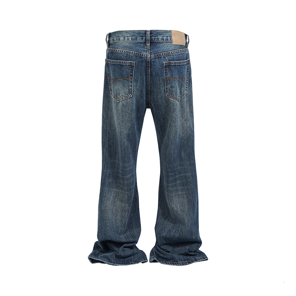 High Street Washed Hole Blue Boot Cut Mens and Women Ripped Vintage Baggy Flare Jeans Clothing Loose Denim Trousers Oversized 250313