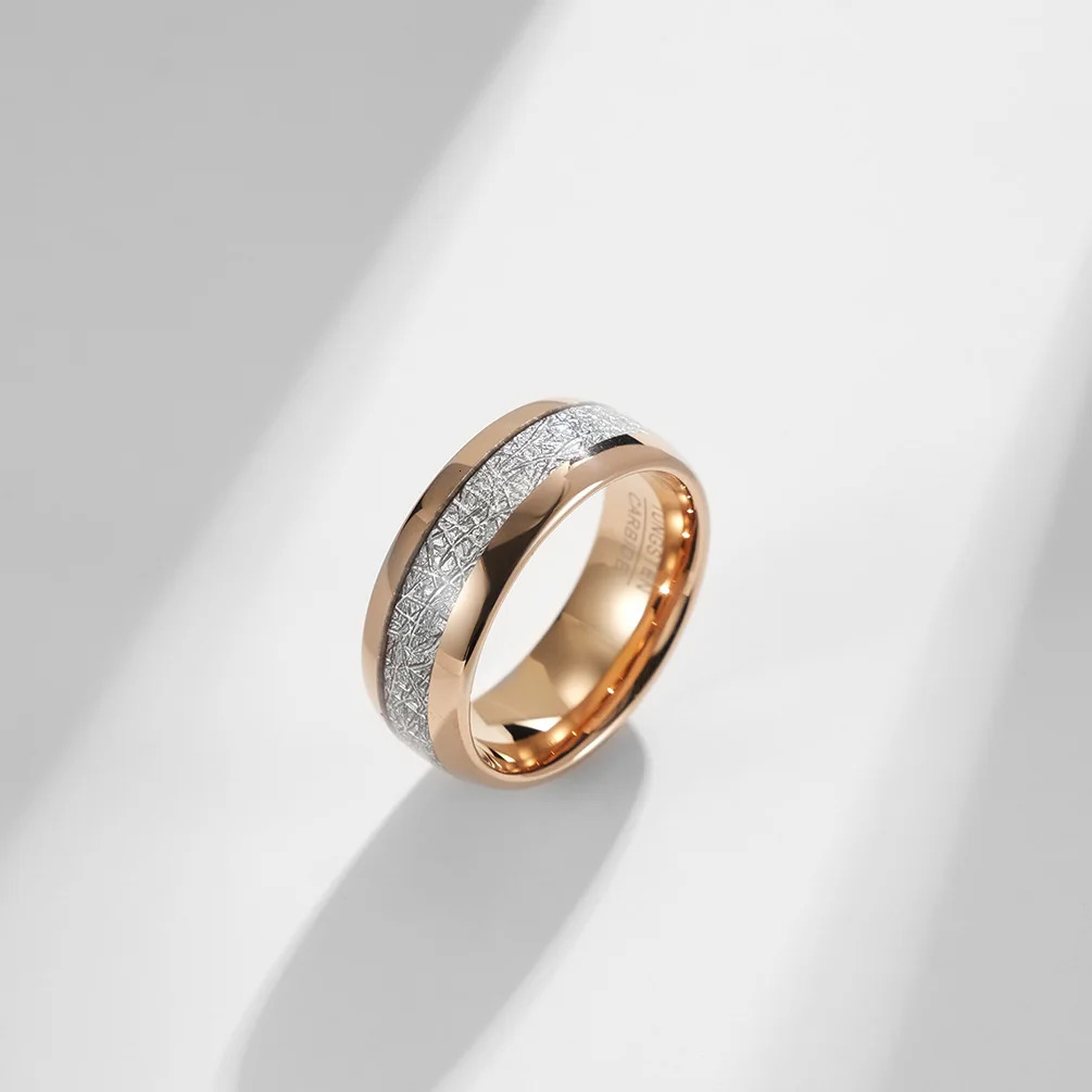 Gold Color Tungsten Carbide Rings For Men Women Couples Engagement Ring Inner Meteorite Filament 4/6/8mm 250310