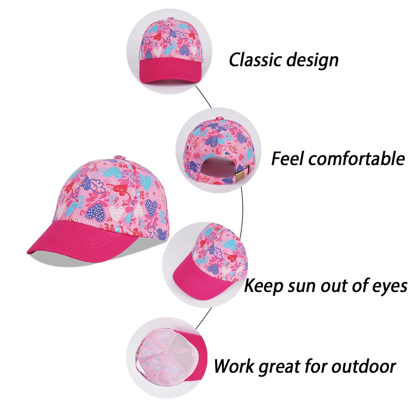 Connectyle boys and girls adjustable baseball cap lightweight and breathable outdoor childrens flat cap 250314