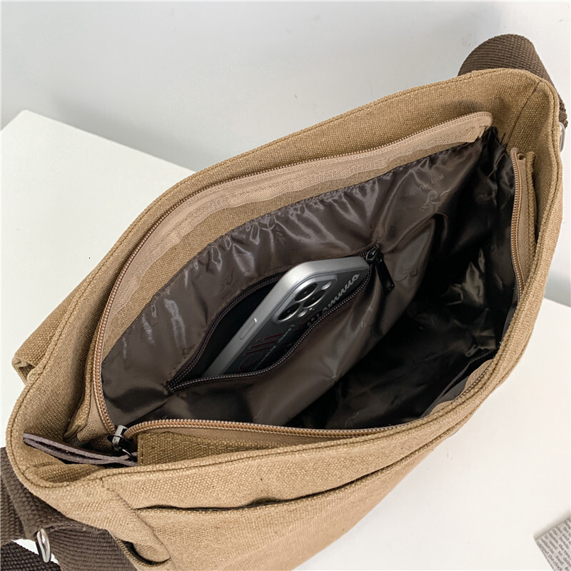 designer bag Academy canvas trendy men's workwear casual shoulder large capacity messenger crossbody bag, horizontal style backpack