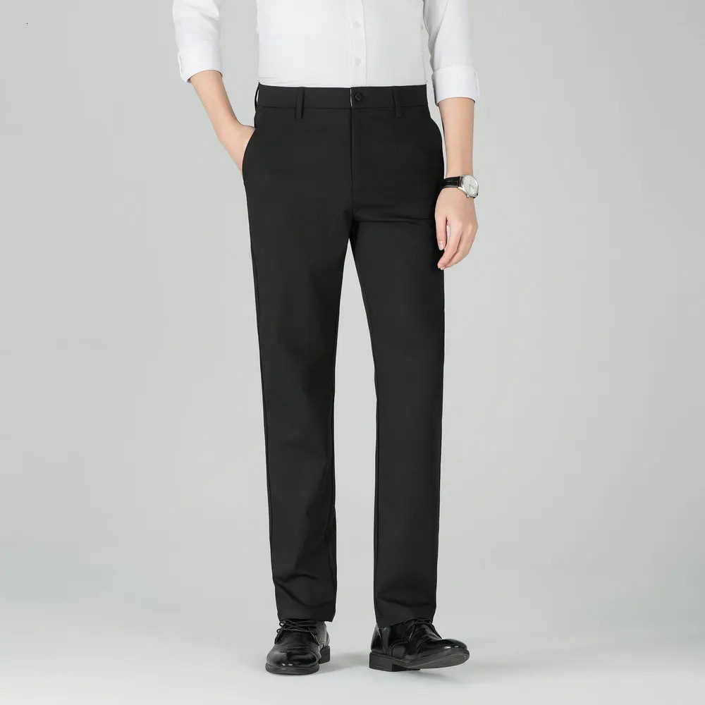 Mens ecofriendly elastic dress pants breathable and lightweight office Trojan horse anti slip waist 6pin hem wrinkle free 250313