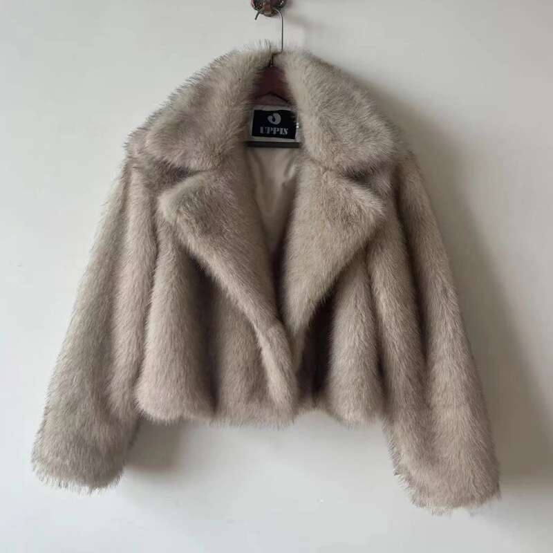 2024 Brand Autumn Winter Coat Women Short Lazy Wind Fox Fur Jacket Cropped Fluffy Casaco De Pele Feminino