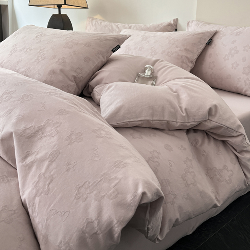 A941 Modern simple fabric pure cotton three-layer yarn jacquard bedding four-piece set new light luxury bed sheets bed sheets bedding