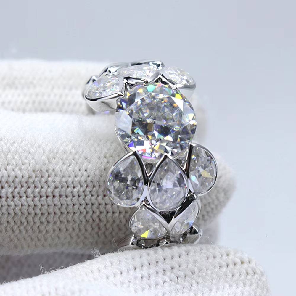 Unique Style Pear Cut Hip-hop Ring Ice Out Jewelry Custom Design Pear halo Ring Moissanite Sterling 925 Silver Rings for Men