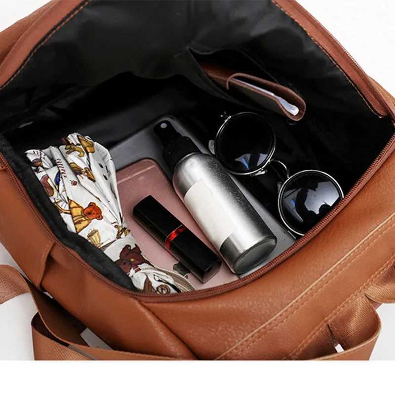 New Arrival Anti theft retro leather backpack womens shoulder bag womens high-capacity travel backpack school backpack girl Mochila Mujer T250315