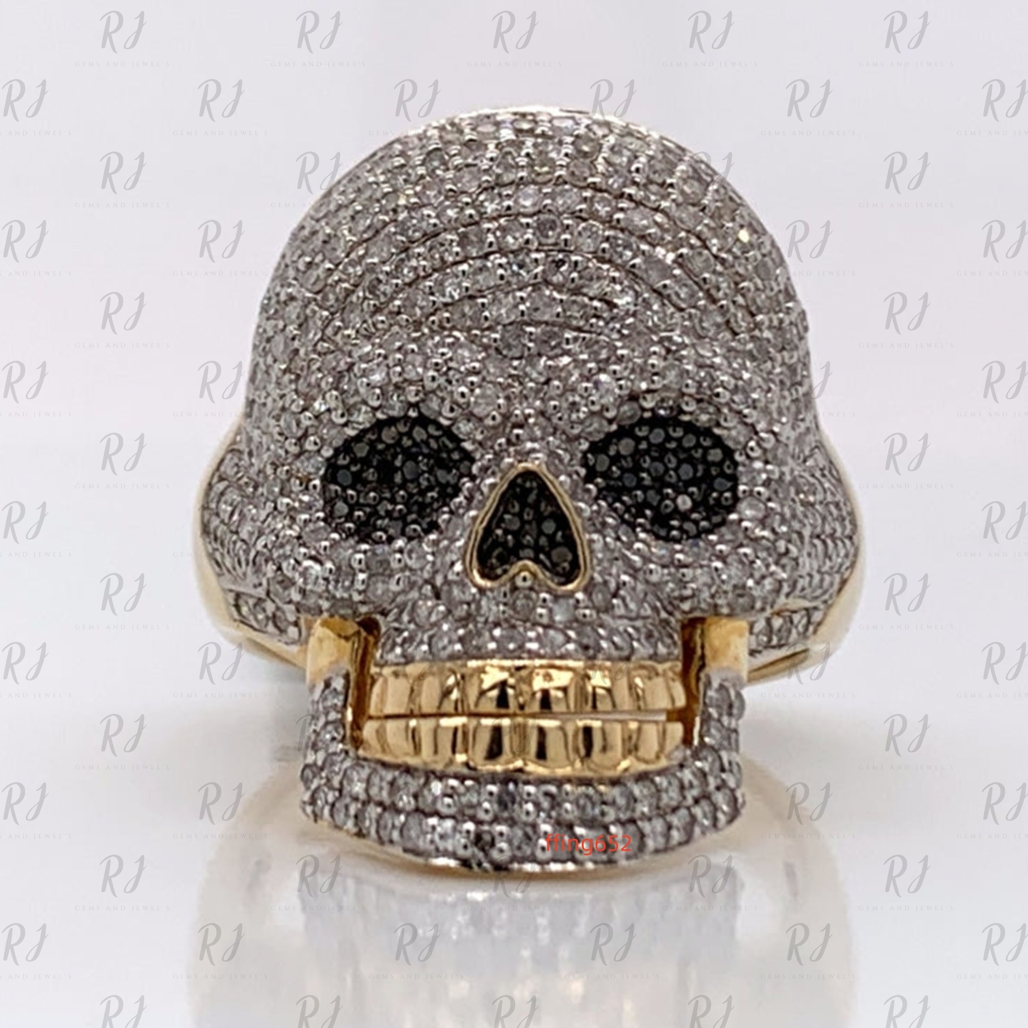 Iced Out Moissanite Skull Ring Round Cut Diamond Skull Rings Hip Hop Ring at Wholesale Price