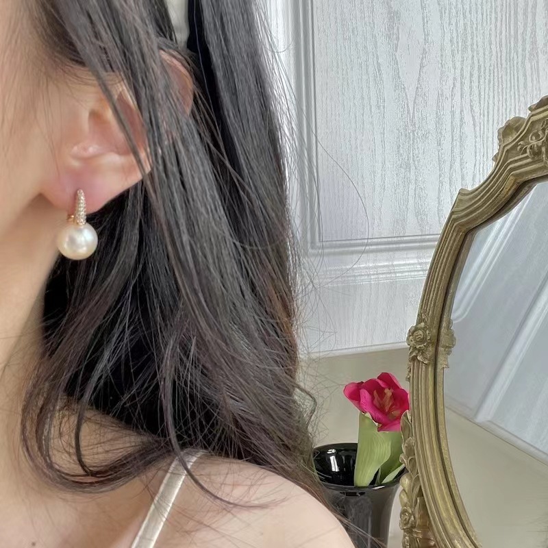 Elegant Faux Pearl Dangle Earrings with Sparkling Cubic Zirconia Accents