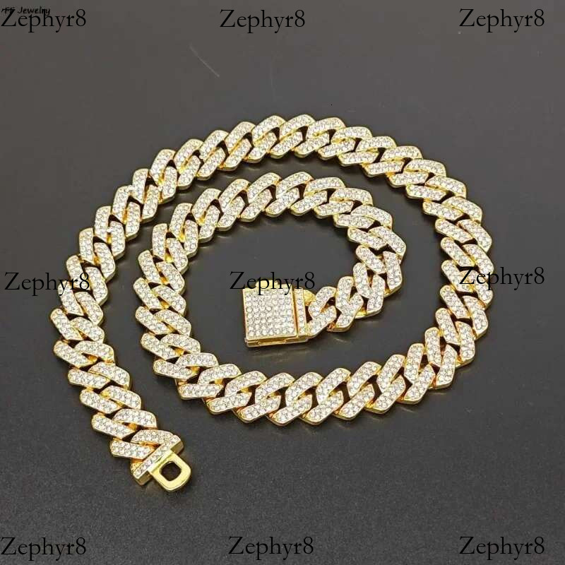 16/18/20/24inch k Hip Hop Iced Out P Chain 2 Row Rhie Paved Miami Rhombus Cuban Men Necklace