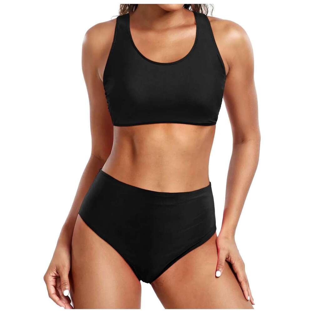 Surf Yoga Running Separate Swimwear Women High Waist Bikini Set Sexy Push Up Swimwear Two Pieces Tank Top Swimwear For Women