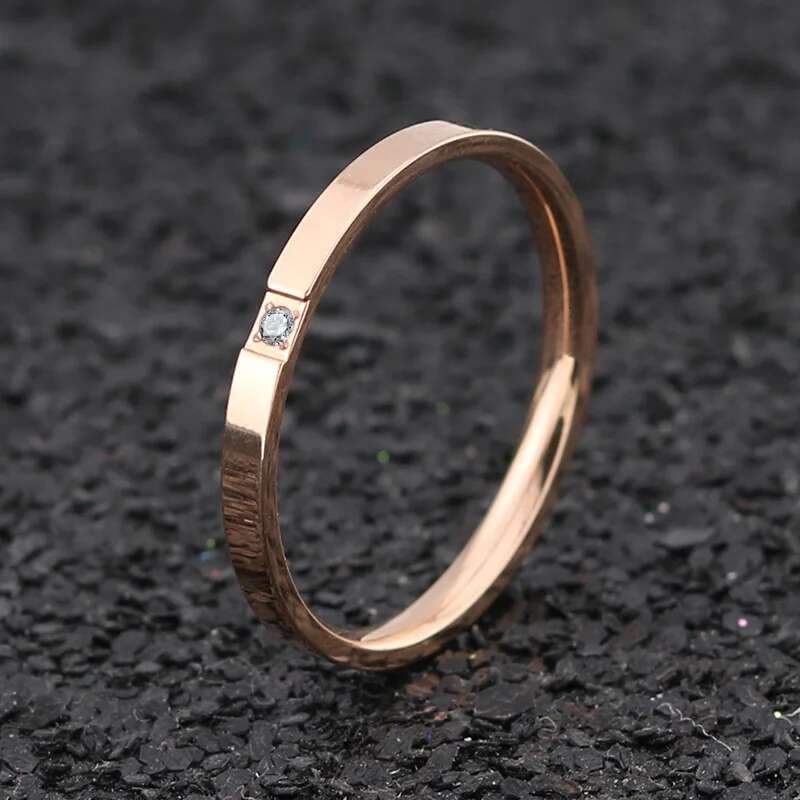 Titanium Round Zircon Rings For Women Minimalist Stainless Steel Thin Ring Jewelry Accessories Valentine'S Day Gifts