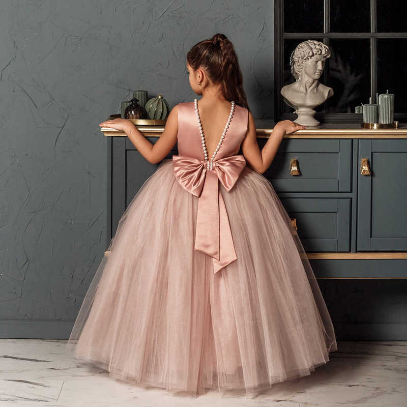 Girl's Dresses Flower girl wedding dress, girl backless dress, little girl host party dress, fluffy dress