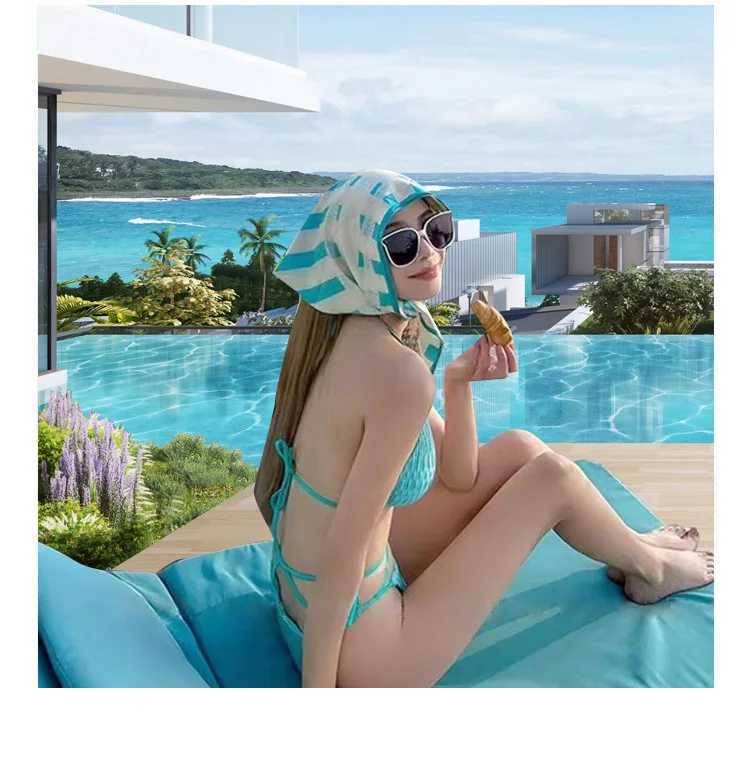 Womens A Three-point Hip Swimsuit for Sexy Girl with Neck Halter BikiniXJ250315