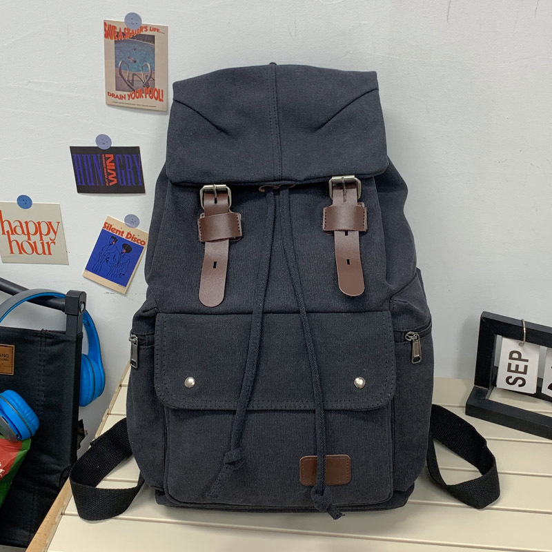 designer bag Casual Street Trendy Canvas Personalized Simple Student Outdoor Travel Drawstring Backpack