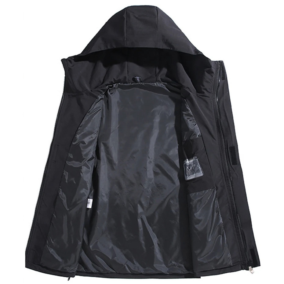 10XL 12XL Plus size windproof mens waterproof jacket solid color black windproof jacket mens plus size outdoor jacket 250312