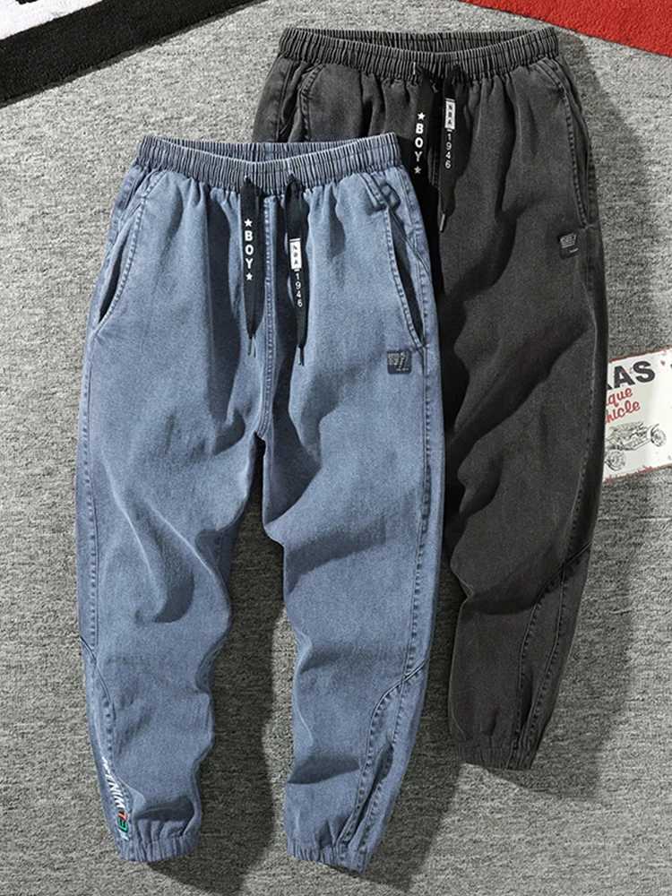 Big Size Mens Jogger Jeans 6XL 7XL 8XL Streetwear Black Blue Casual Denim Cargo Pants Stretch Cotton Taper Jeans Baggy TrousersT250315