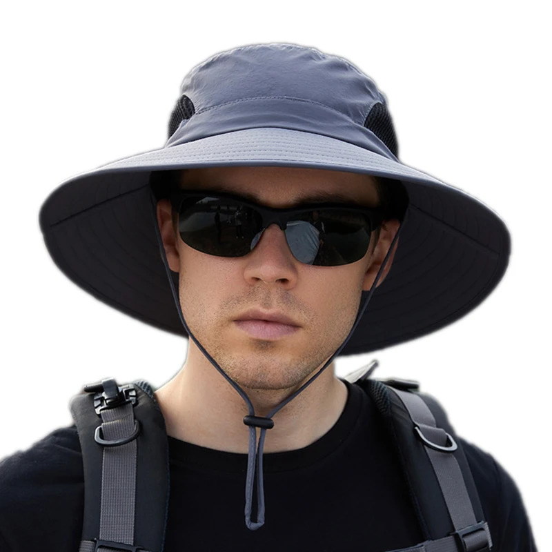 Summer UV protection bucket hat suitable for men and women quick drying hiking fishing hat mens outdoor breathable wide brown sun beach hat 250314
