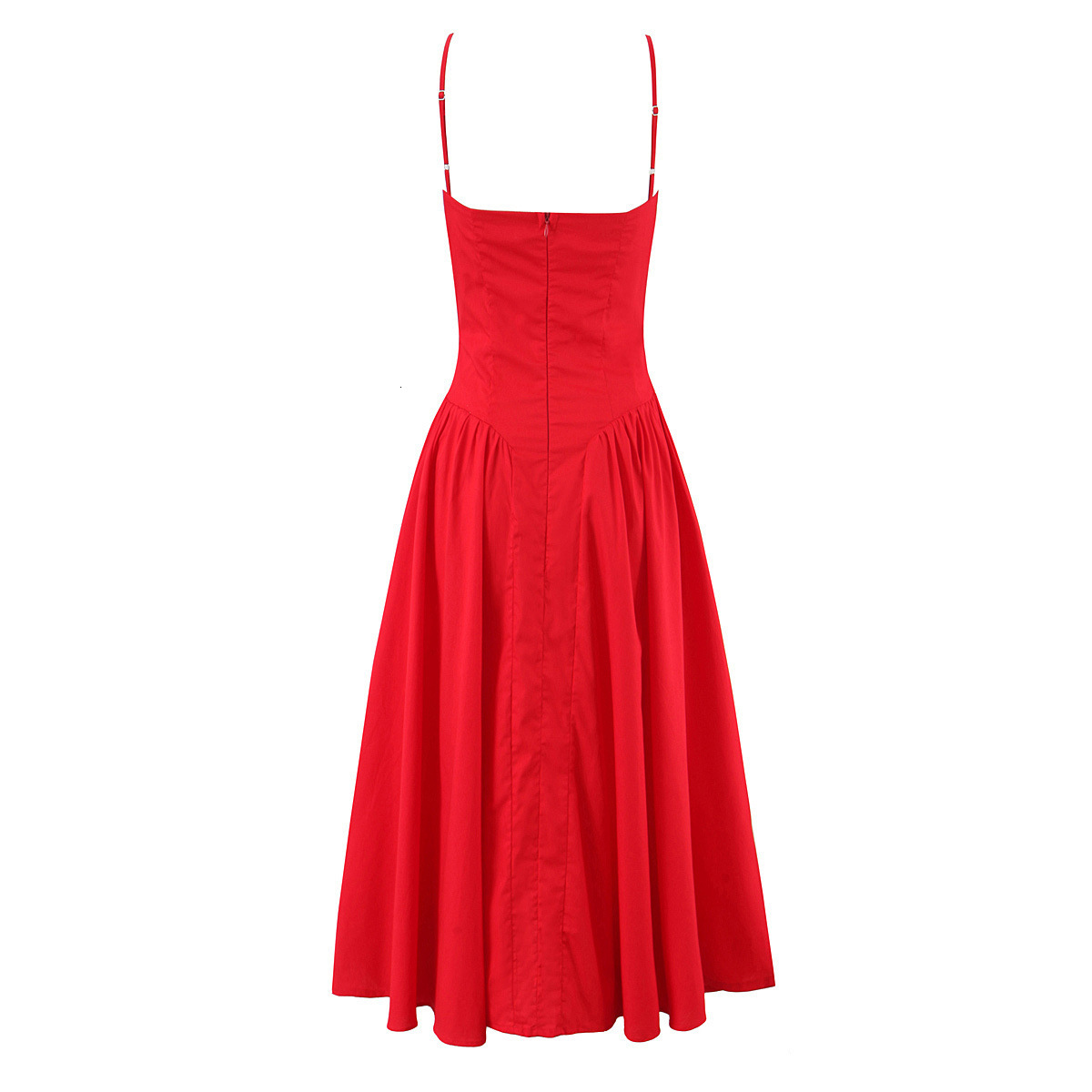 Spicy Girl Niche Design Sense Square Neck Three-Dimensional Steel Ring Waist Cinched Pleated Dress 2025 Summer New Product Sexy Slim Fit