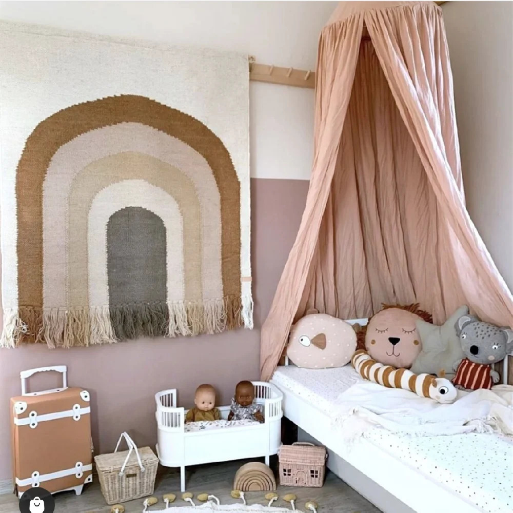 Baby mosquito net crib ceiling childrens cotton dome curtains baby room decoration y250312