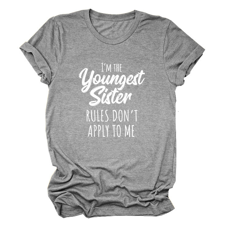 Letter Print I'm The Youthful Sister Fashion Short Sleeved T-Shirt