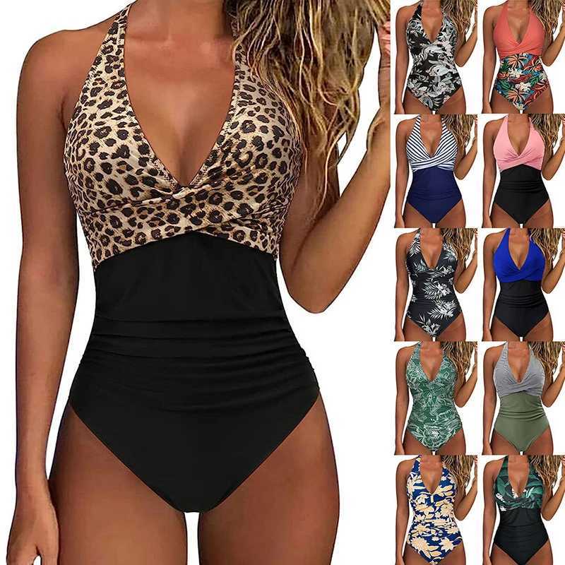Printed one-piece swimsuit womens sexy decal swimsuit opard printed swimsuit bikini set summer fashion new beachwear 2025XJ250315