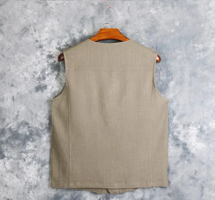Mens Vest Dress Linen Cotton Waistcoat Jacket Male Formal Vest For Mens Jeans Summer Casual Business Victorian Clothing 250310