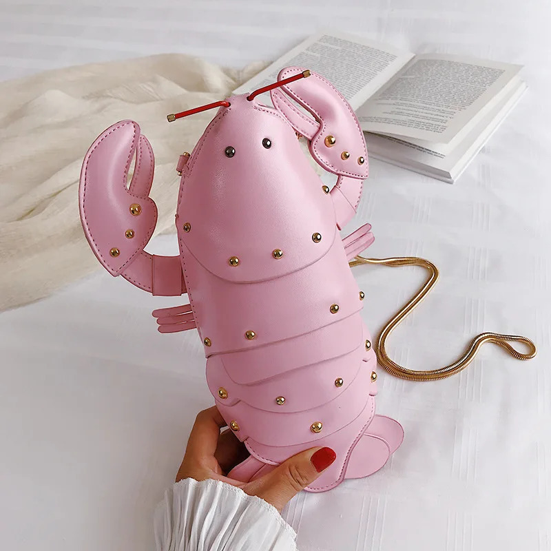 Lobster Shoulder Bag Mini Women Handbag 3d Cartoon Animal Shape Crossbody Bags Fashion Chains Messenger Bag 250314
