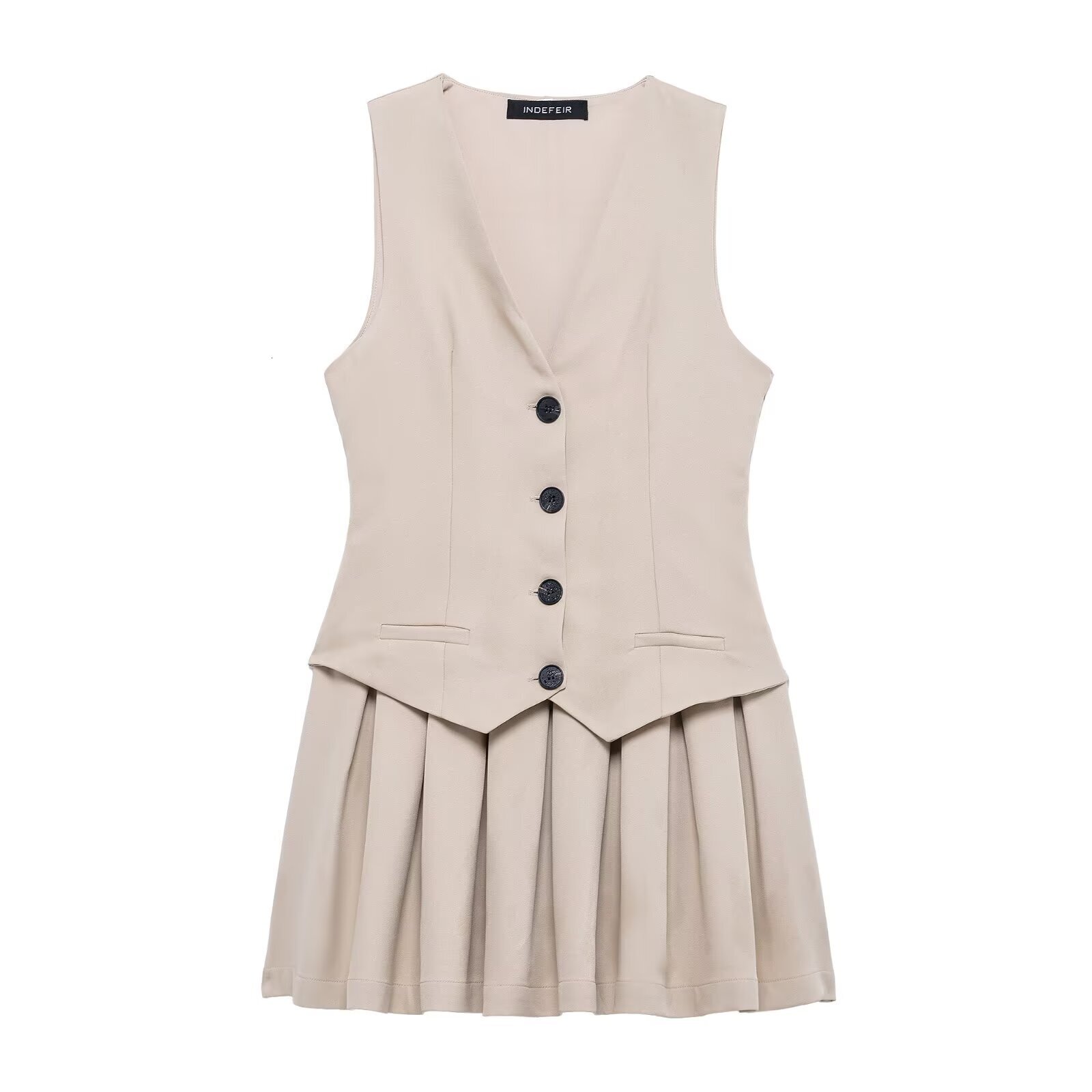 2025 Spring New Product Style Fashion And Leisure Wide Fold Striped Tank Top Dress Women's Short Skirt