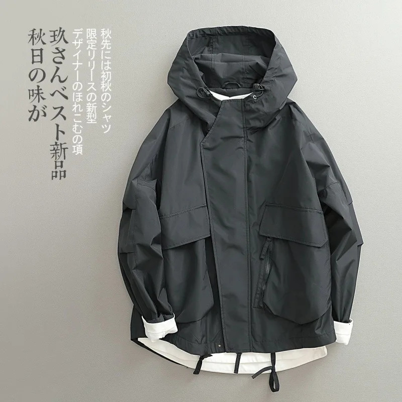 Spring Autumn Windbreak Jackets Men Japanese Vintage Fashion Three-dimensional Hoodie Loose Male Coat Bomber Jacket Men Clothing 250312