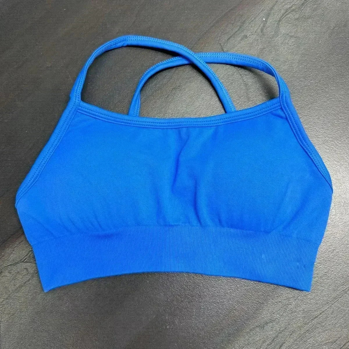 Dynamic backless sports bra womens seamless yoga top mid support pad gym crop elastic fitness 250314