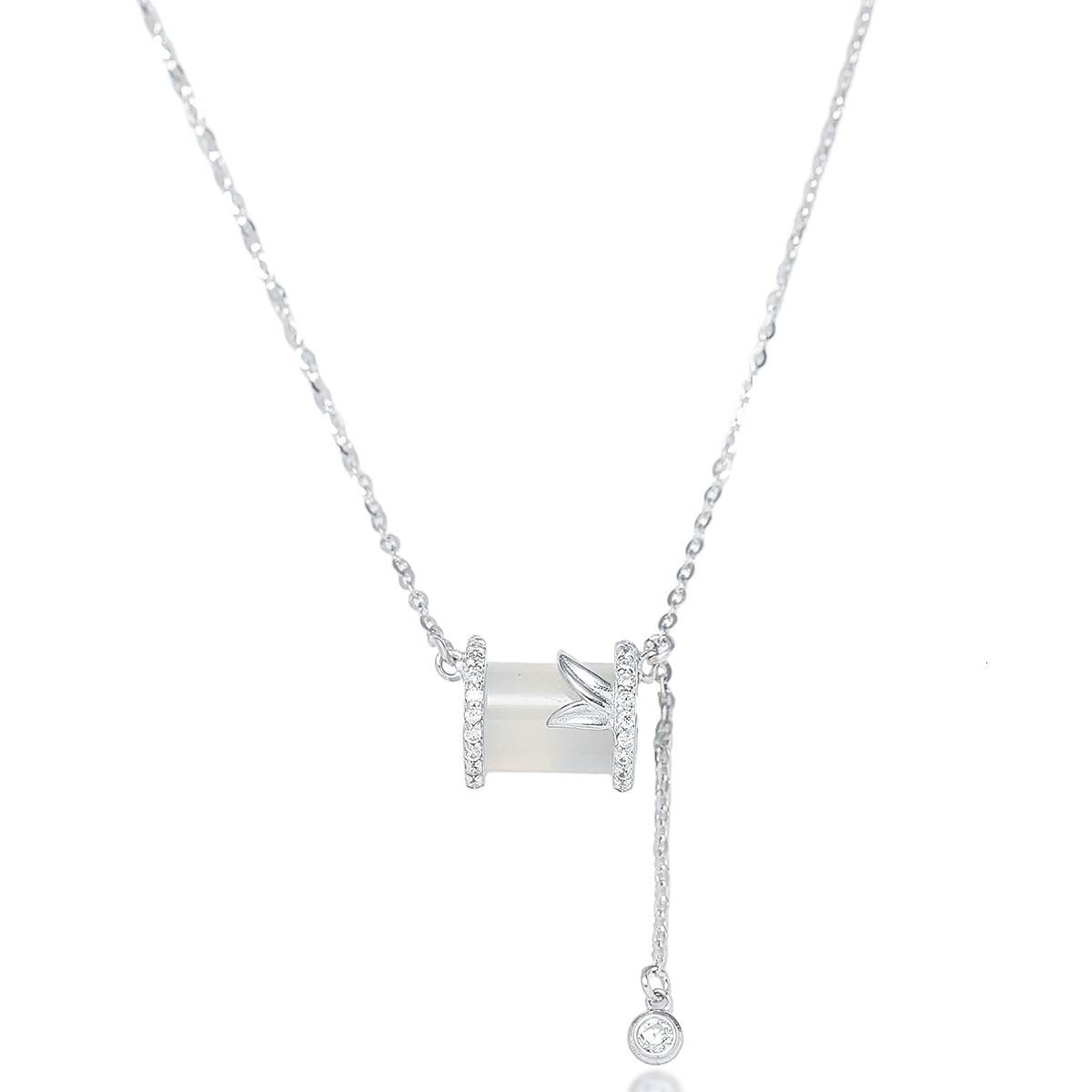 S925 Silver Necklace For Women New Sterling Silver Natural Chalcedony Safe Lock Necklace Retro Zircon National Style Accessory Collarbone Chain