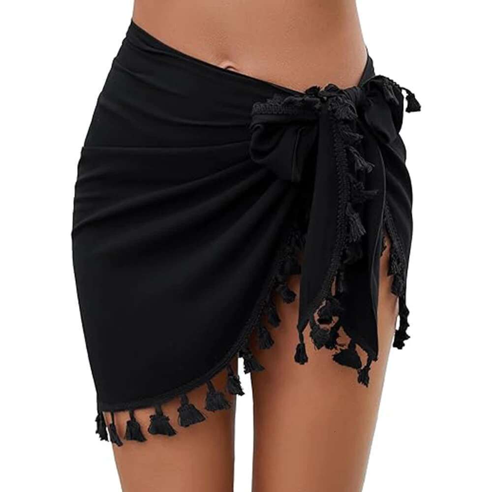 2024 Women Sarong Covers Sexy Short Silk Chiffon Swimwear Skirt Wallet Beach Swimwear Cover Ups With Glands Swimwears