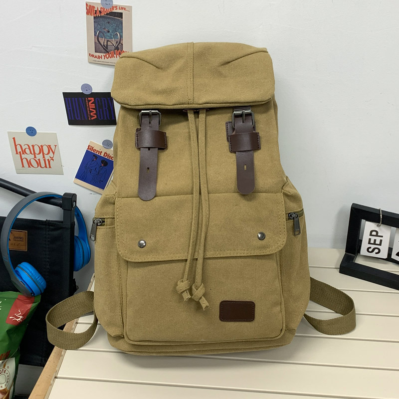 designer bag Casual Street Trendy Canvas Personalized Simple Student Outdoor Travel Drawstring Backpack