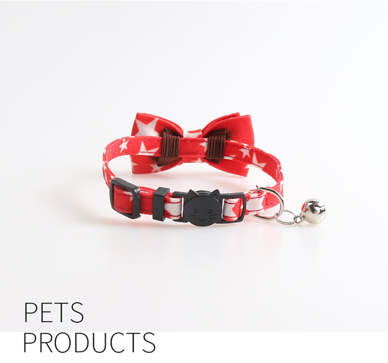 Breakaway Cat Collar with Cool Bow Tie Bell, Butterfly Kitty Collar with Blue Background with White Pentagram Pattern Ideal for Girl Cats Boy Male Cat