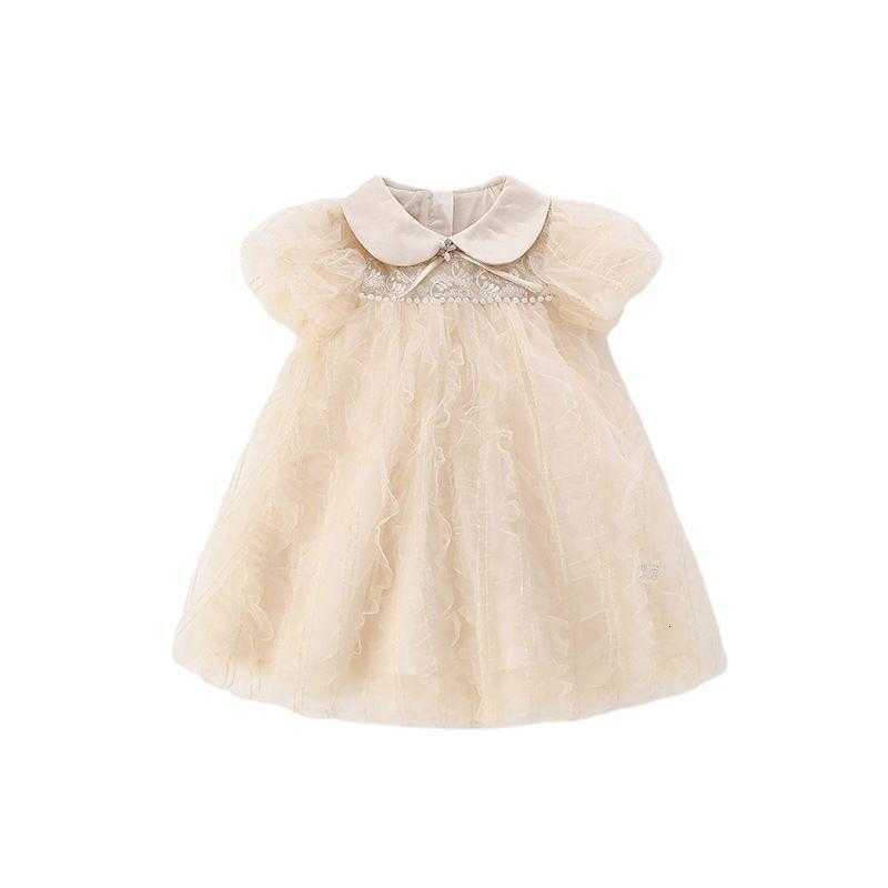 Girl's Dresses Girls' dress, summer dress, 2024 new children's clothing, children's bubble sleeve dress, children's one year 
