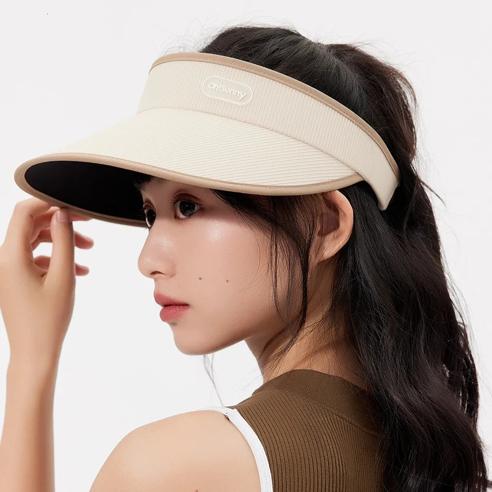 OhSunny Summer Sun Protection Cap Adjustable Empty Top Golf Hat Baseball Caps Anti-UV UPF50 Visors for Outdoor Beach Cycling 250313