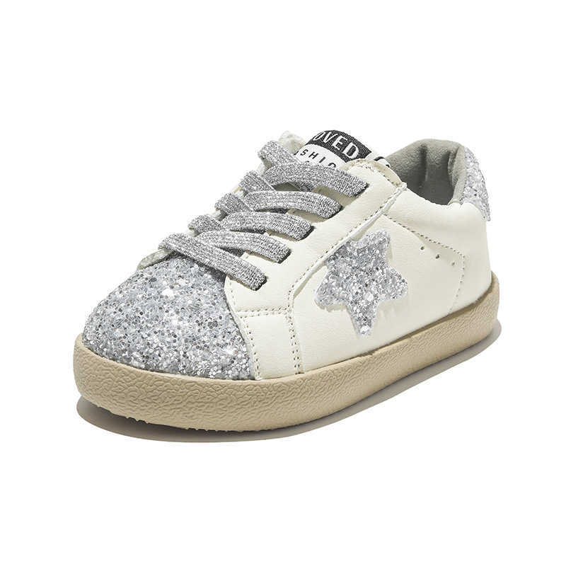 Athletic Outdoor Korean version of new baby board shoes fashionable girls walking shoes boys soft soled non slip single shoes star shoes glitter child