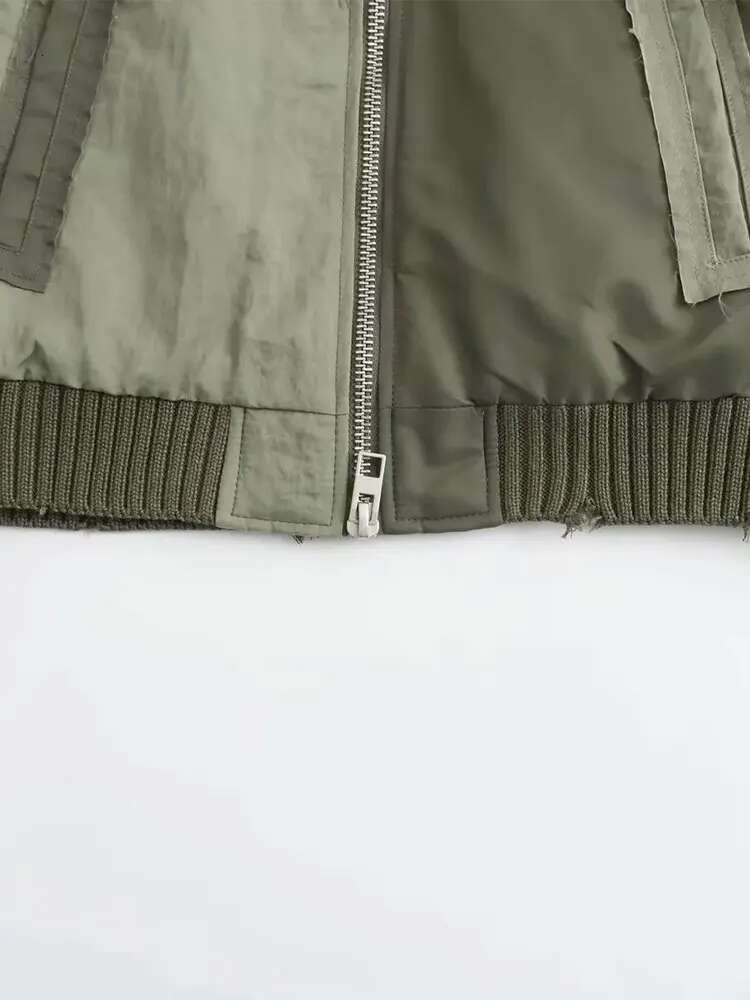 2023 Autumn Women's Jacket Fashion Patchwork Bomber Jackets For Women Coat With Pockets Long Sleeve New in Outerwears