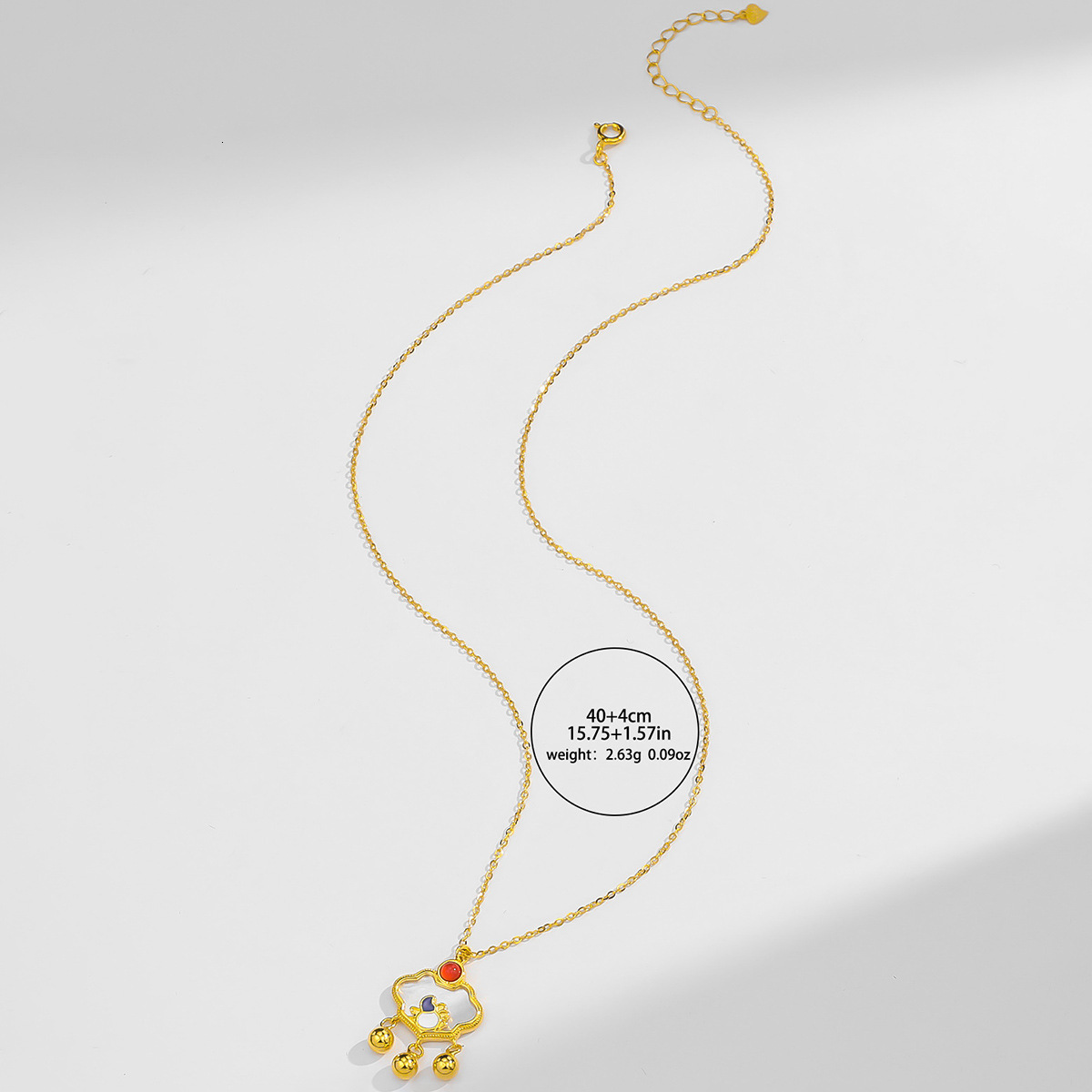 S925 Necklace Women's Sterling Silver Red Agate Gold Plated Safety Lock Ethnic Style Retro Fringe Long Life Lock Shell Necklace