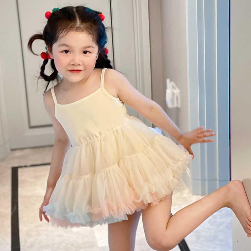Girl's Dresses New summer tutu dress for girls, sweet princess puffy dress, cute rainbow colored dress with suspenders