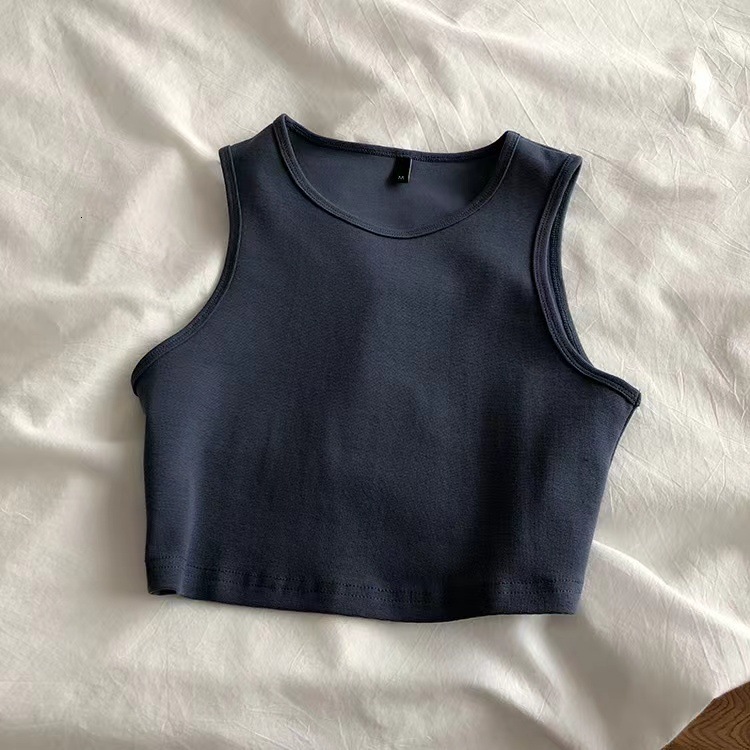 Wind Small Vest High Waisted Slimming Elastic Short Sleeveless Undershirt Women's Summer