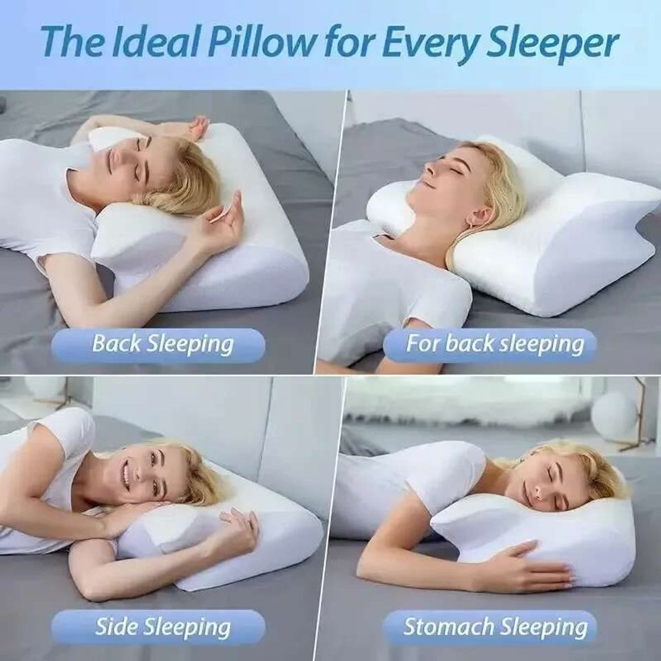 1PC Memory Foam Sleeping Pillows Fast Rebound Cervical Pillow 2in1 Ergonomic Contour Orthopedic Pillow for Neck Pain Neck Pillow